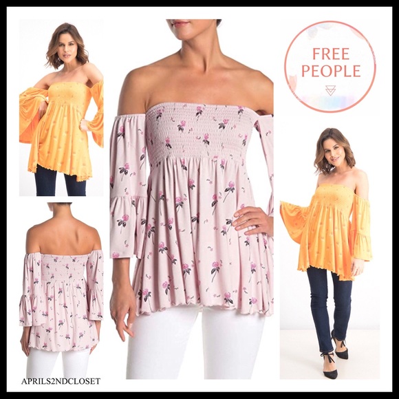 FREE PEOPLE BOHO FLOWY TUNIC TOP FLORAL BLOUSE A2C - Picture 7 of 16